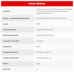 Bicicleta Caloi Vulcan - Aro 29 - Freio a Disco Mecânico - Câmbio Traseiro Shimano - 21 Marchas - Foto 9