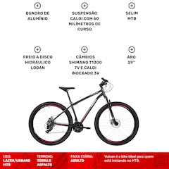 Bicicleta Caloi Vulcan - Aro 29 - Freio a Disco Mecânico - Câmbio Traseiro Shimano - 21 Marchas - Foto 3