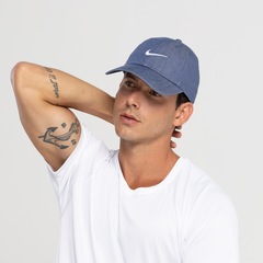 Boné Aba Curva Nike Strapback H86 Swoosh Denim - Adulto - Foto 4