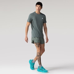 Camiseta Masculina ASICS Manga Curta Respirável de Secagem Rápida Refletiva Mescla - Foto 3