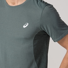 Camiseta Masculina ASICS Manga Curta Respirável de Secagem Rápida Refletiva Mescla - Foto 6