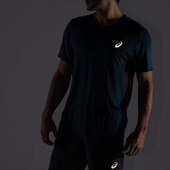 Camiseta Masculina ASICS Manga Curta Respirável de Secagem Rápida Refletiva Mescla - Foto 4