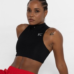 Top Fitness com Bojo Nike Média Sustentação Air Dri-Fit Swoosh Mockzip BRA - Adulto - Foto 4