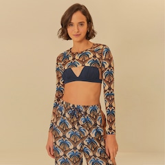Blusa Cropped Feminina Farm Manga Longa Coqueirou - Foto 1
