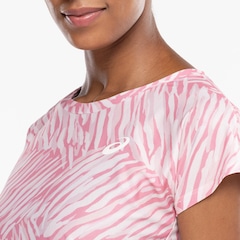 Camiseta Feminina ASICS Manga Curta Estampa Zebra Cava Tradicional - Foto 4