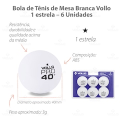 Kit de Bola de Tênis de Mesa Vollo 6 Unidades 1 Estrela - Foto 4