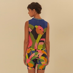 Blusa Cropped Regata Feminina Farm Tela Floresta de Leopardo - Foto 3