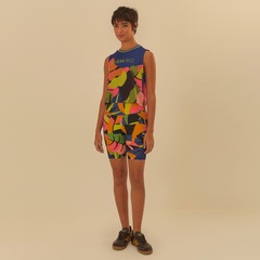 Blusa Cropped Regata Feminina Farm Tela Floresta de Leopardo - Foto 4