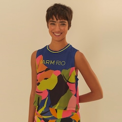 Blusa Cropped Regata Feminina Farm Tela Floresta de Leopardo - Foto 2