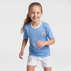 Kit de Uniforme do Manchester City Braziline Infantil Mini Craque Camiseta + Calção - Foto 4