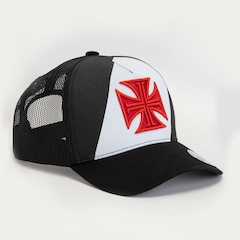 Boné do Vasco da Gama Aba Curva Supercap Trucker Strapback Faixa e Cruz de Malta Adulto - Foto 3