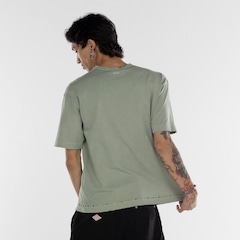Camiseta Piet Manga Curta Gems Distressed Tee Olive - Foto 4