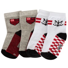 Kit de Meias do Flamengo Rikam Soquete Tamanho 21 ao 24 - Foto 2