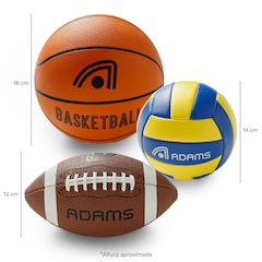 Kit Mini Bolas Esportivas Adams com 3 Unidades – Basquete, Futebol Americano e Vôlei - Foto 3