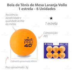 Bolas de Tênis de Mesa Vollo 1 Estrela com 6 Unidades - Foto 5
