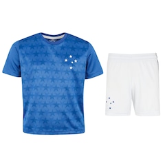 Kit de Uniforme do Cruzeiro Braziline Infantil Camiseta + Calção - Foto 1