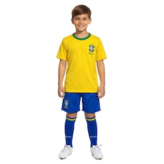 Kit Uniforme de Futebol Seleção do Brasil Fardamento CBF 26/27 Infantil - Foto 1