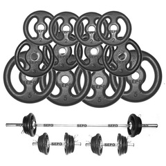 Kit para Halteres e Supino Sepo: 3 Barras para Musculação + 12 Anilhas - 40Kg - Foto 2