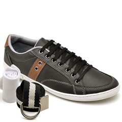 Kit Stopp com Sapatênis + Meia + Cinto Casual 19 - Adulto - Masculino - Foto 1