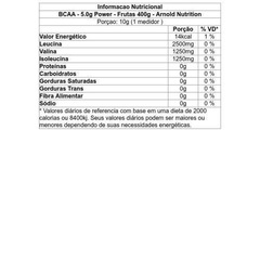 BCAA Arnold Nutrition 5.0g Power - Frutas - 400g - Foto 2