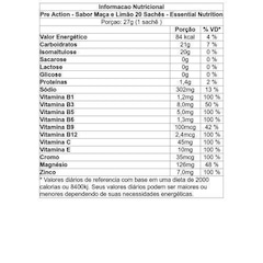 Pré-Treino Essential Nutrition Pre-Action - Maçã e Limão - 20 Sachês de 27g Cada - Foto 2