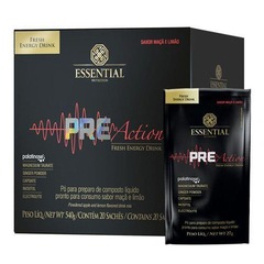 Pré-Treino Essential Nutrition Pre-Action - Maçã e Limão - 20 Sachês de 27g Cada - Foto 1