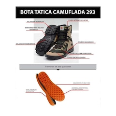 Bota Coturno Militar Atron Shoes Camuflada - Masculina - Foto 4