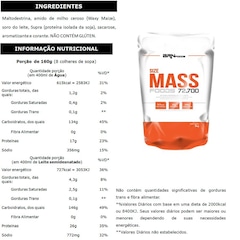 Kit Hipercalórico BRN Foods 3kg + Whey Protein 900g Morango + BCAA 100g + Coqueteleira - Foto 2