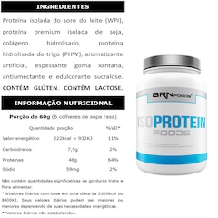 Kit Whey Protein  BRN Foods Isolado 900g Chocolate + Creatina 300g + BCAA 100g + Coqueteleira - Foto 2