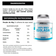 100% Whey Protein BRN Foods - Baunilha - 2Kg - Foto 2