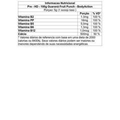 Pre-HD BodyAction - Guaraná Fruit Punch - 100g - 5 Potes - Foto 3