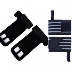 Munhequeiras YangFit Profissional 1 Par + Luva Hand Grip Couro - 1 Par - Foto 1