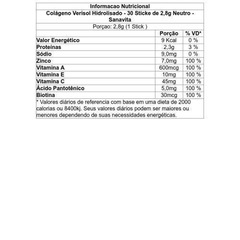 Colágeno Verisol Hidrolisado Sanavita - Neutro - 30 Sticke de 2,8g - Foto 2