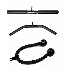 Kit de Puxadores de Musculação KL Master com Puxador Reto + Puxador Curvo + Pulley Corda - Foto 1