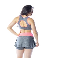 Short Saia Flor de Ameixa Fitness - Feminina - Foto 1