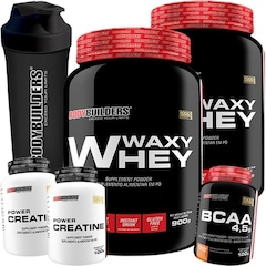 Kit 2x Whey Protein Bodybuilders - Chocolate + 2x Creatina + Bcaa + Coqueteleira - Foto 1