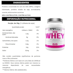 Kit Whey Protein BRN Foods - Morango - 900g + BCAA + Colágeno + Coqueteleira - Foto 3