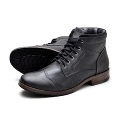 Bota Coturno Reta Oposta em Couro - Masculina - Foto 2