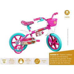 Bicicleta Caloi Barbie com Rodinha - Aro 12 - Infantil - Foto 3