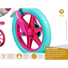 Bicicleta Caloi Barbie com Rodinha - Aro 12 - Infantil - Foto 5