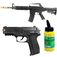Kit Rifle Airsoft Vigor VG M16RIS Spring + Pistola Airsoft Vigor VG S2022 Spring + 2000 BBs 0,12g - Foto 1