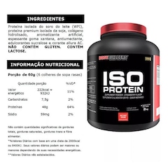 Whey Protein Isolado Bodybuilders Iso Protein Foods - Morango - 2kg - Foto 2