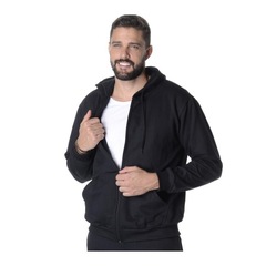 Jaqueta Moletom Suffix Flanelado com Capuz - Masculina - Foto 2