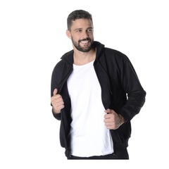 Jaqueta Moletom Suffix Flanelado com Capuz - Masculina - Foto 1