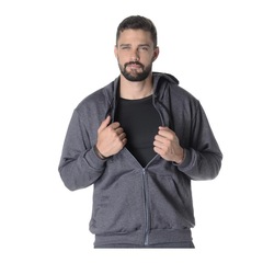 Jaqueta Moletom Suffix Flanelado com Capuz - Masculina - Foto 3