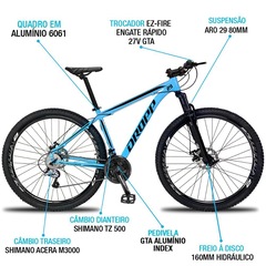 Mountain Bike Droop - Aro 29 - Freio Hidráulico- Câmbio Traseiro Shimano Acera Aluminum - 27 Marchas - Foto 2