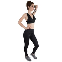 Conjunto Calif: Calça Legging + Top Fitness Cruzado - Feminino - Foto 2