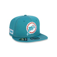 Boné Aba Reta New Era 9Fifty On-Field Coleção Sideline NFL Miami Dolphins - Ajustável- Adulto - Foto 3