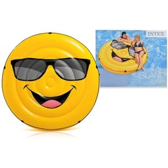 Kit Boia Colchão Intex Emoji de Óculos+ Bomba de Ar Manual - Foto 2