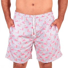 Short Praia Modaze Slim Flamingo - Masculino - Foto 1